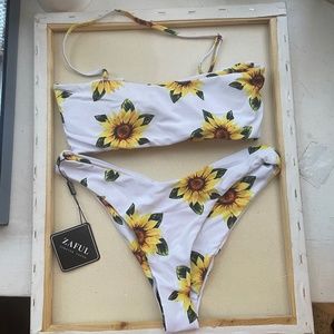 White and sunflower 2pc bikini